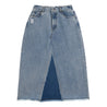 NEUTRAL SOCIETY RAW EDGE DENIM SKIRT-BLUE DENIM