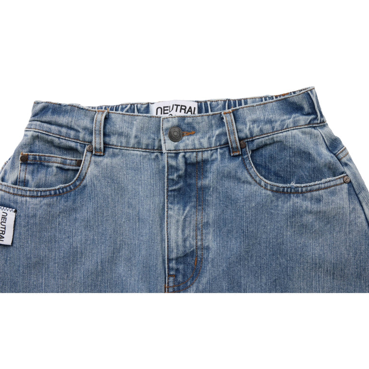 NEUTRAL SOCIETY RAW EDGE DENIM SKIRT-BLUE DENIM