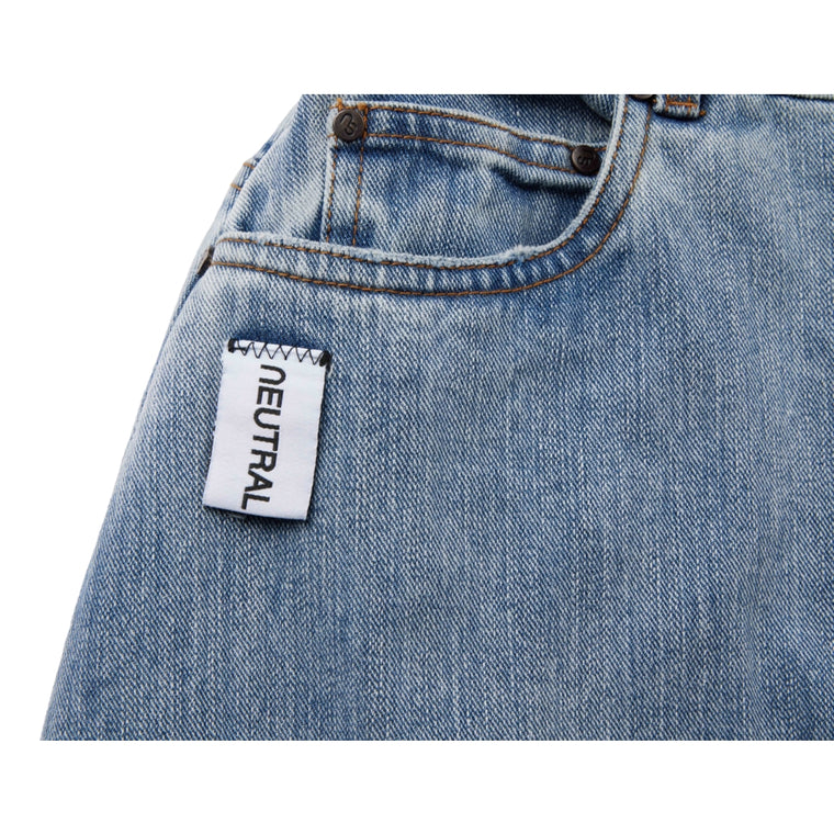 NEUTRAL SOCIETY RAW EDGE DENIM SKIRT-BLUE DENIM