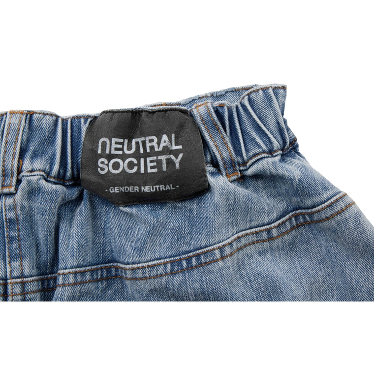 NEUTRAL SOCIETY RAW EDGE DENIM SKIRT-BLUE DENIM