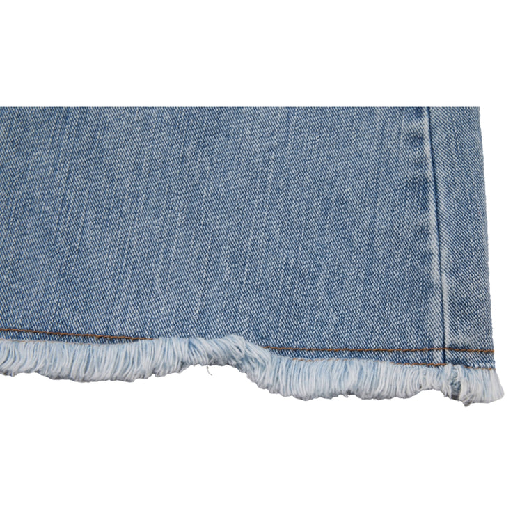 NEUTRAL SOCIETY RAW EDGE DENIM SKIRT-BLUE DENIM