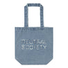 NEUTRAL SOCIETY RAW EDGE DENIM TOTE BAG-BLUE DENIM