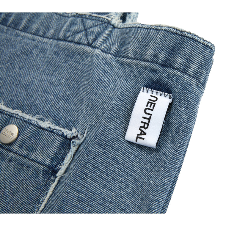 NEUTRAL SOCIETY RAW EDGE DENIM TOTE BAG-BLUE DENIM