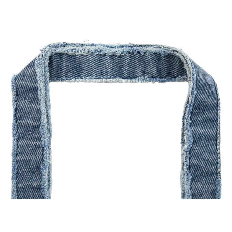 NEUTRAL SOCIETY RAW EDGE DENIM TOTE BAG-BLUE DENIM