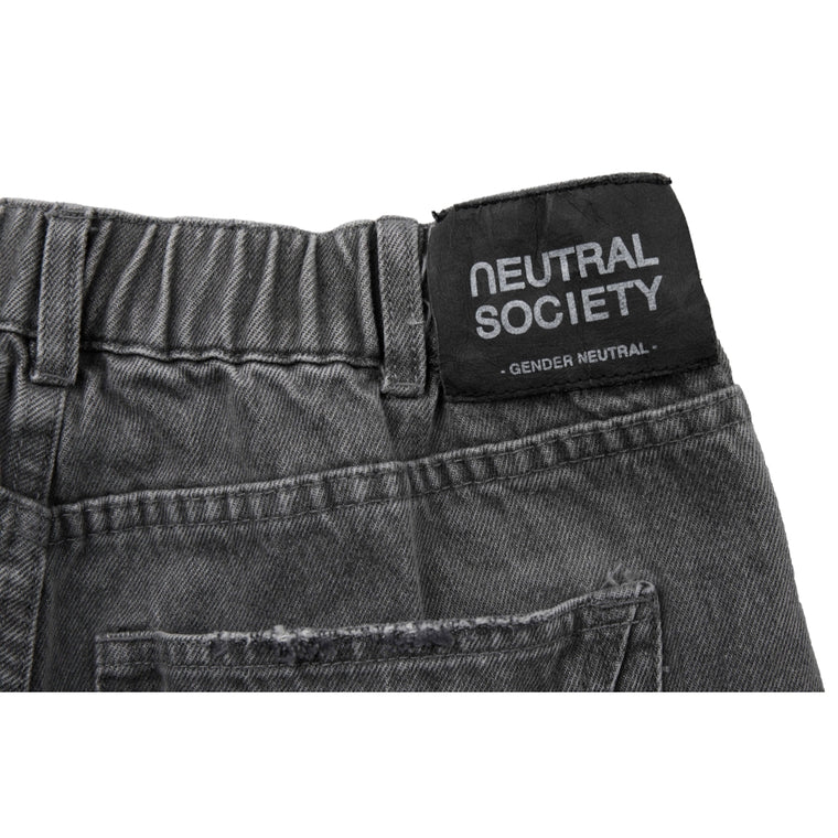 NEUTRAL SOCIETY RAW EDGE DENIM WIDE PANTS-BLACK DENIM