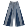 NEUTRAL SOCIETY RAW EDGE DENIM WIDE PANTS-BLUE DENIM