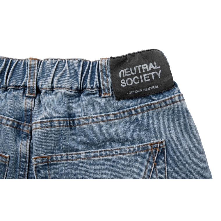 NEUTRAL SOCIETY RAW EDGE DENIM WIDE PANTS-BLUE DENIM