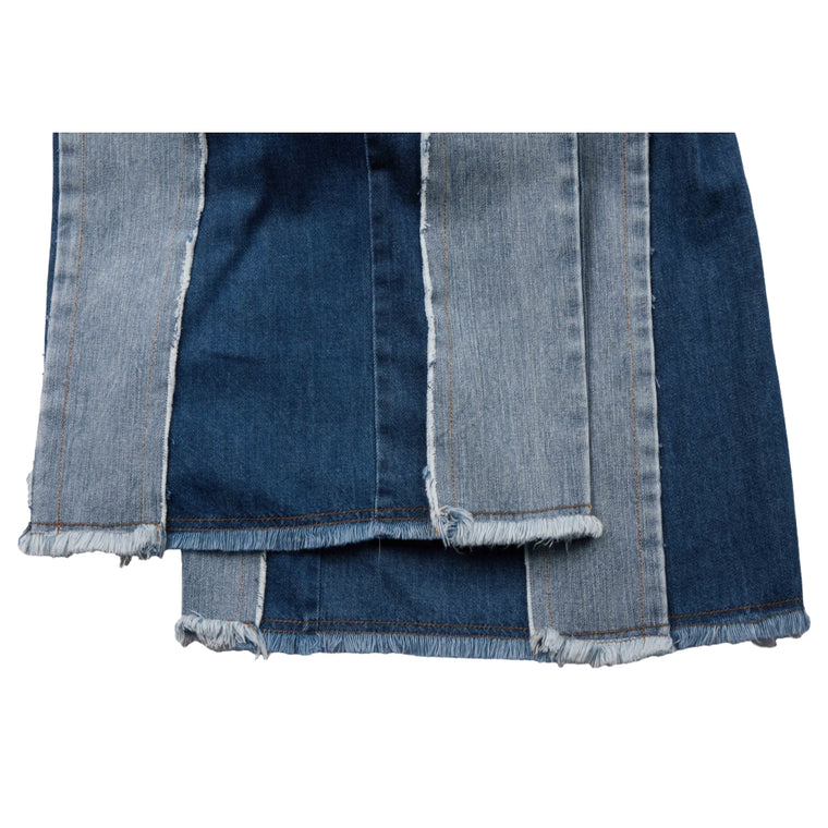 NEUTRAL SOCIETY RAW EDGE DENIM WIDE PANTS-BLUE DENIM