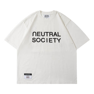 NEUTRAL SOCIETY RAW EDGE NS LOGO BIG TEE-WHITE