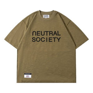 NEUTRAL SOCIETY RAW EDGE NS LOGO BIG TEE-WOOD