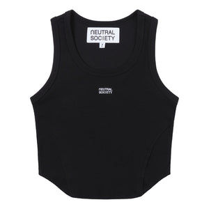 NEUTRAL SOCIETY RAW EDGE RIBBED TANK-BLACK