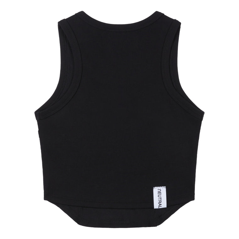 NEUTRAL SOCIETY RAW EDGE RIBBED TANK-BLACK