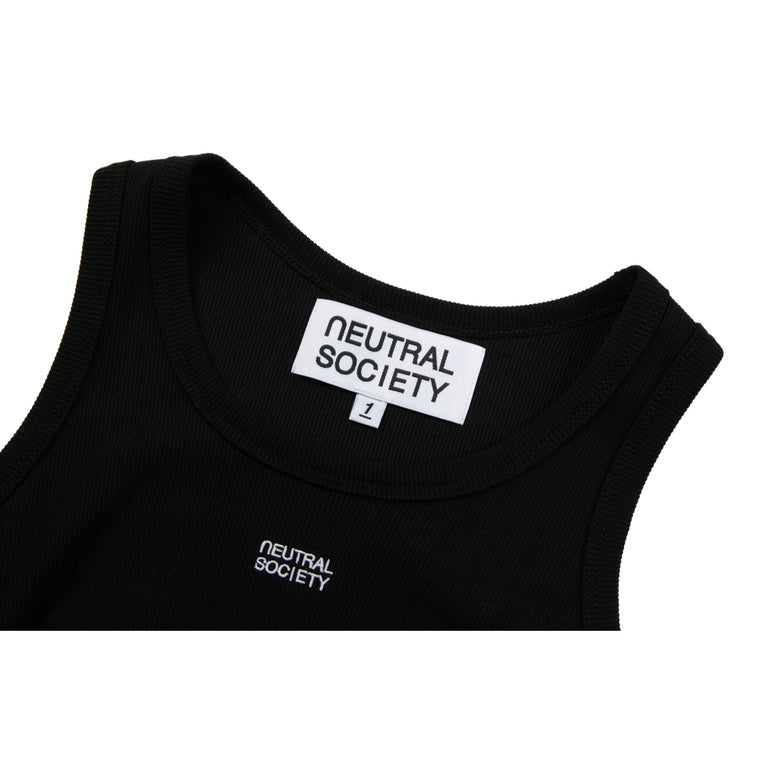 NEUTRAL SOCIETY RAW EDGE RIBBED TANK-BLACK