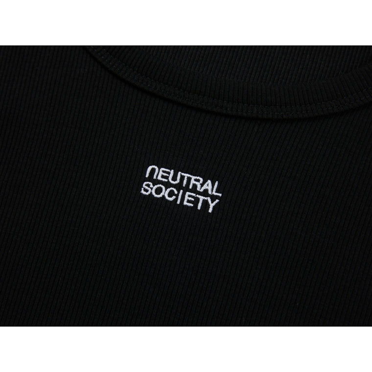 NEUTRAL SOCIETY RAW EDGE RIBBED TANK-BLACK