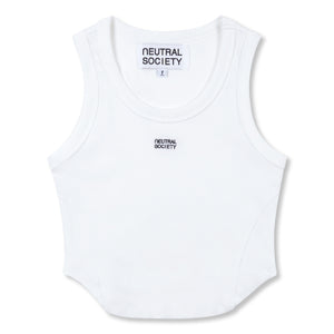 NEUTRAL SOCIETY RAW EDGE RIBBED TANK-WHITE