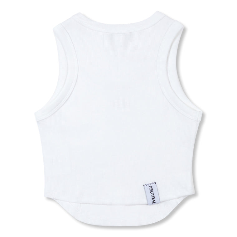 NEUTRAL SOCIETY RAW EDGE RIBBED TANK-WHITE