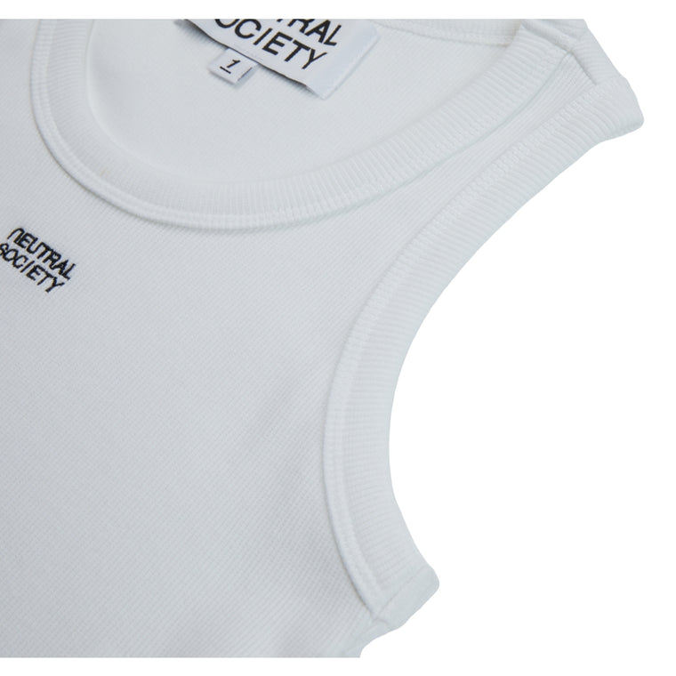 NEUTRAL SOCIETY RAW EDGE RIBBED TANK-WHITE