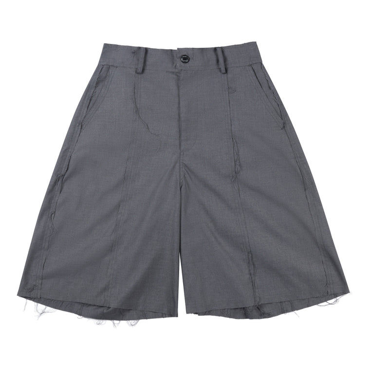 NEUTRAL SOCIETY RAW EDGE WIDE SHORTS-GREY