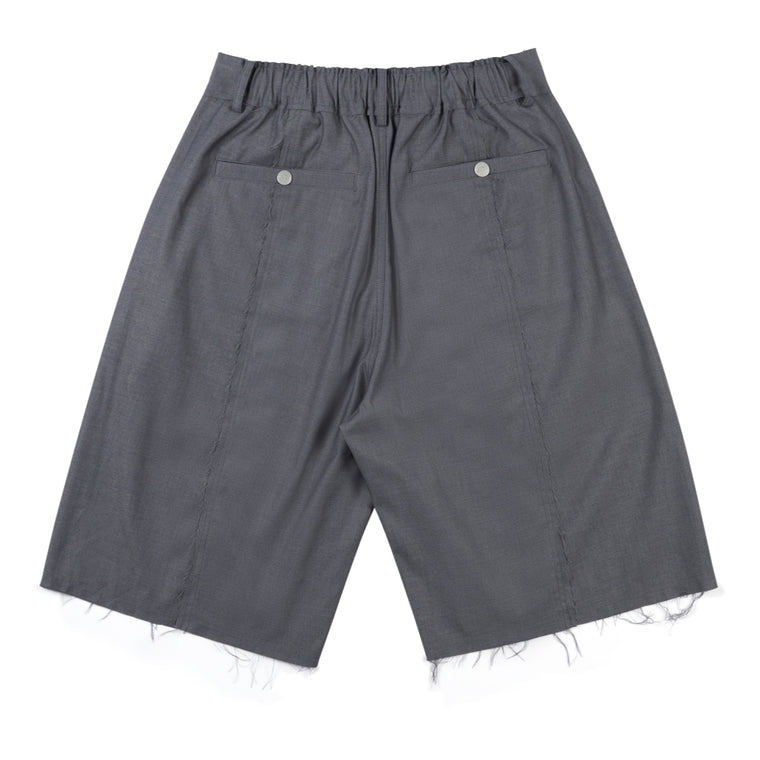 NEUTRAL SOCIETY RAW EDGE WIDE SHORTS-GREY