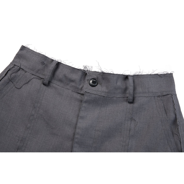 NEUTRAL SOCIETY RAW EDGE WIDE SHORTS-GREY