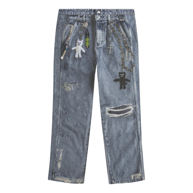 RIPNDIP REAL PANTS WIDE LEG DENIM PANTS-LIGHT WASH