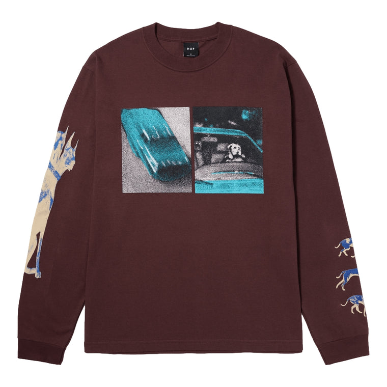 HUF RED MEANS GO L/S TEE-EGGPLANT