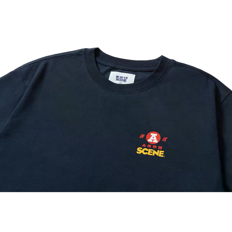 SCENE BY ICE FIRE X RED A LOGO TEE-NAVY