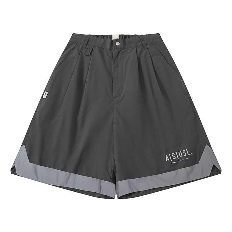 A[S]USL REFLECTIVE TAPE WIDE SHORTS-CHARCOAL