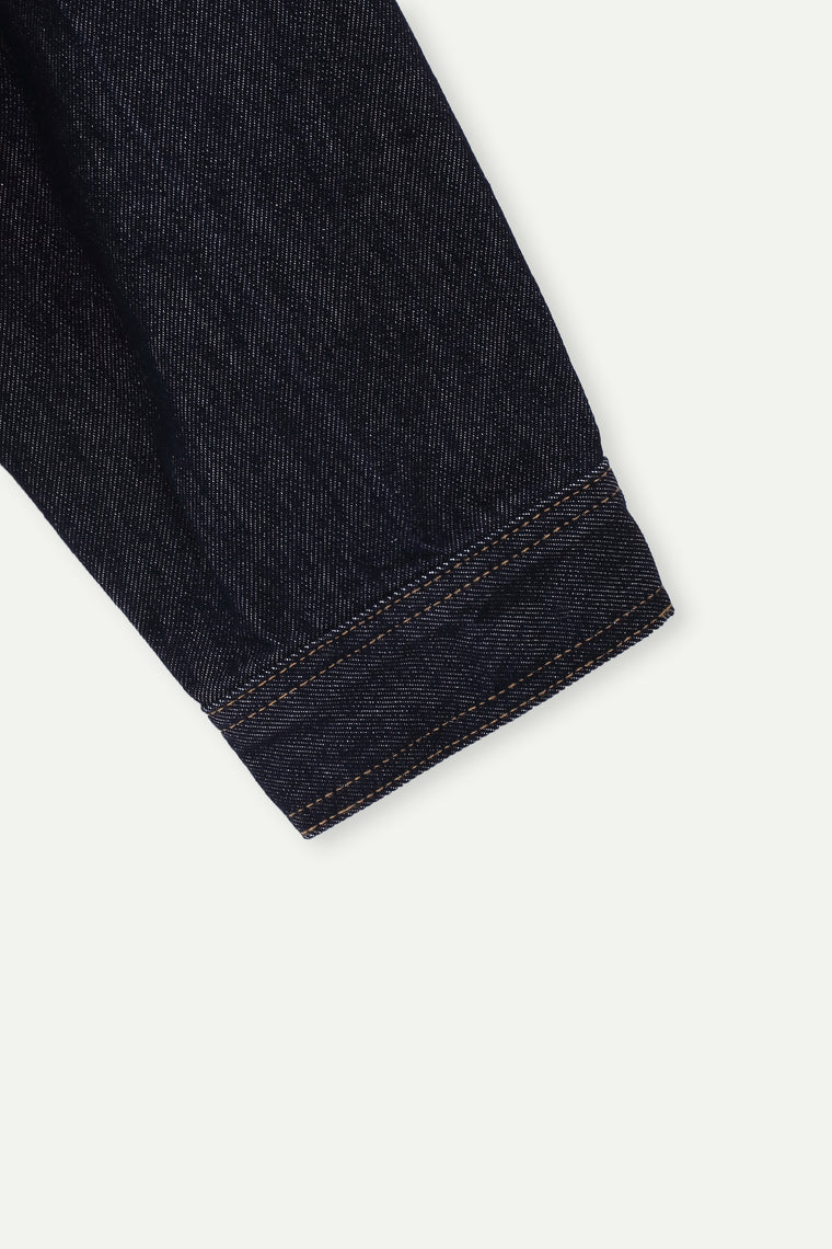 ESPRIT RELAXED FIT CROPPED DENIM JACKET-NAVY