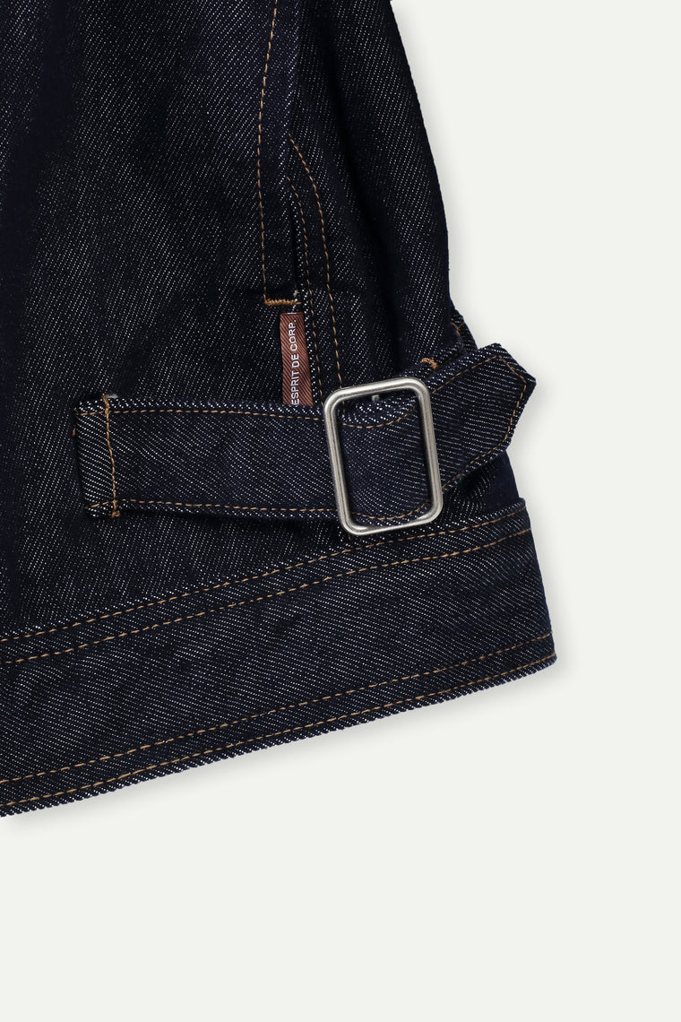 ESPRIT RELAXED FIT CROPPED DENIM JACKET-NAVY