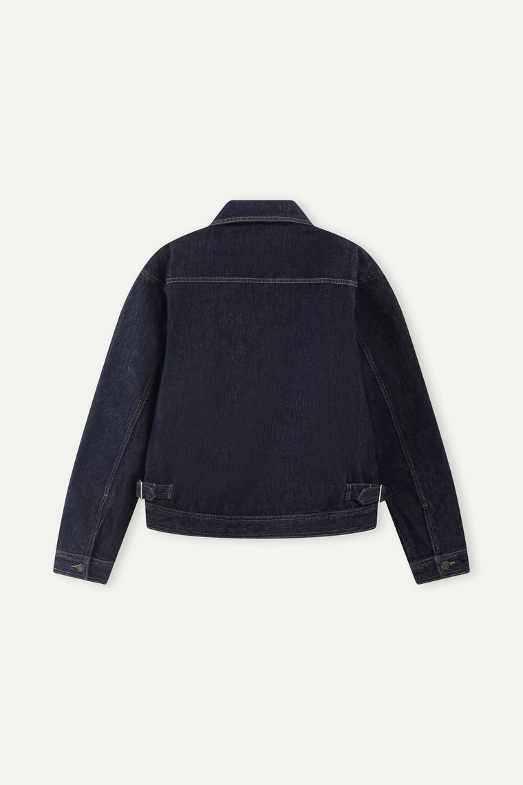 ESPRIT RELAXED FIT CROPPED DENIM JACKET-NAVY
