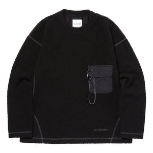 AND WANDER RE WOOL JQ CREW NECK-BLACK