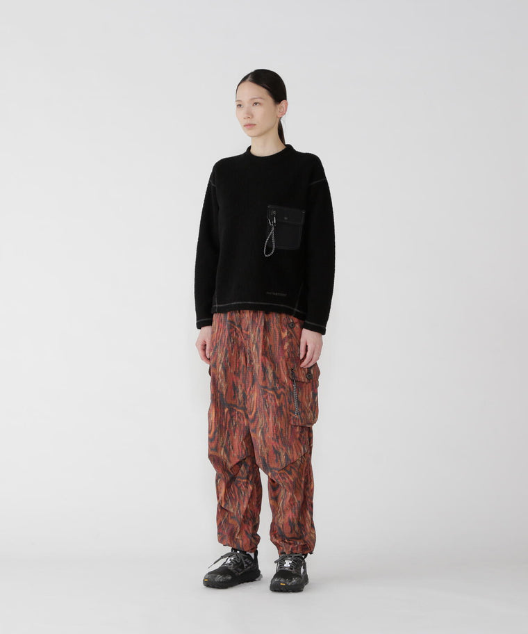 AND WANDER RE WOOL JQ CREW NECK-BLACK