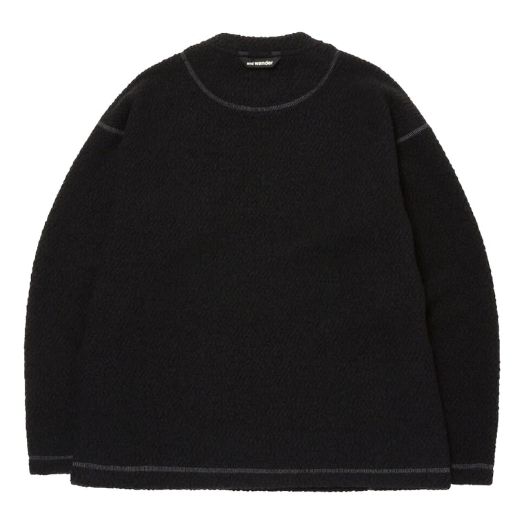 AND WANDER RE WOOL JQ CREW NECK-BLACK