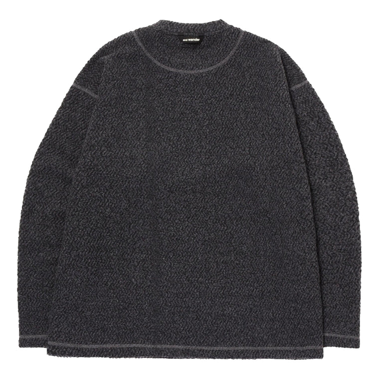 AND WANDER RE WOOL JQ CREW NECK-CHARCOAL