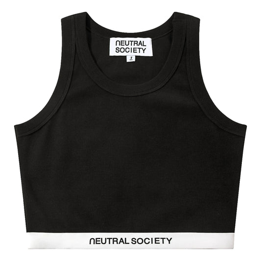NEUTRAL SOCIETY RIBBED CROPPED TANK TOP-BLACK