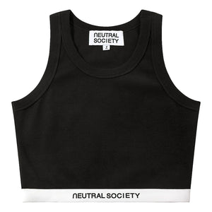 NEUTRAL SOCIETY RIBBED CROPPED TANK TOP-BLACK