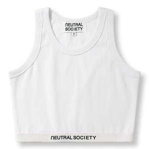 NEUTRAL SOCIETY RIBBED CROPPED TANK TOP-WHITE