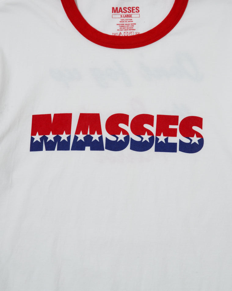 MASSES RINGER T-SHIRT STAR-WHITE RED
