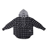 2ND CLOSET "ROCKS N PEACE" CHECK SHIRT W/ HOOD-BLACK