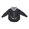 2ND CLOSET "ROCKS N PEACE" CHECK SHIRT W/ HOOD-BLACK