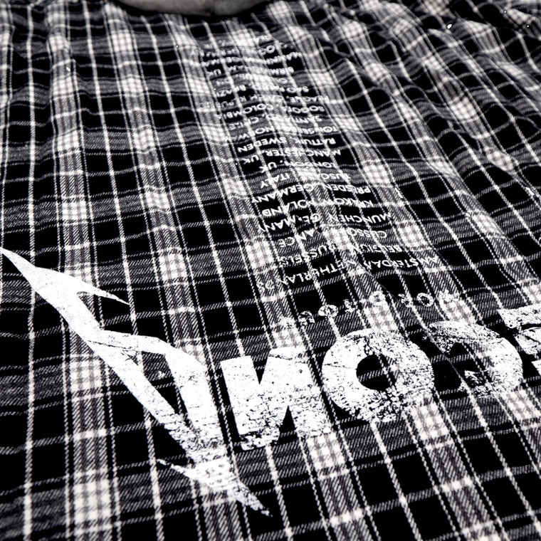 2ND CLOSET "ROCKS N PEACE" CHECK SHIRT W/ HOOD-BLACK