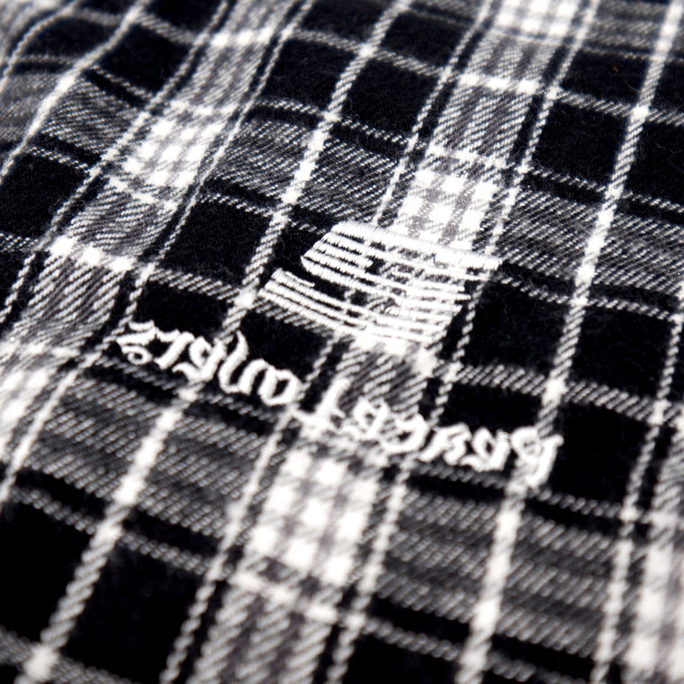 2ND CLOSET "ROCKS N PEACE" CHECK SHIRT W/ HOOD-BLACK