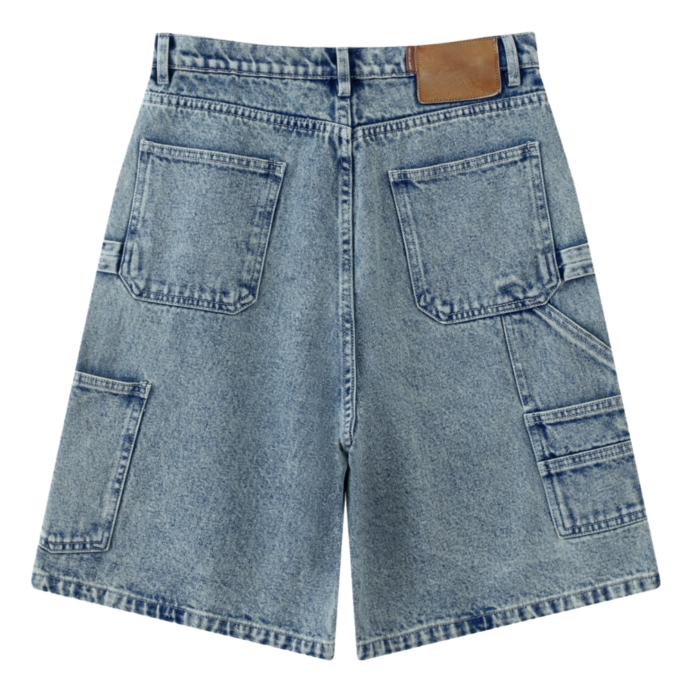 ESPRIT RELAXED-FIT DENIM CARGO SHORTS-DARK BLUE