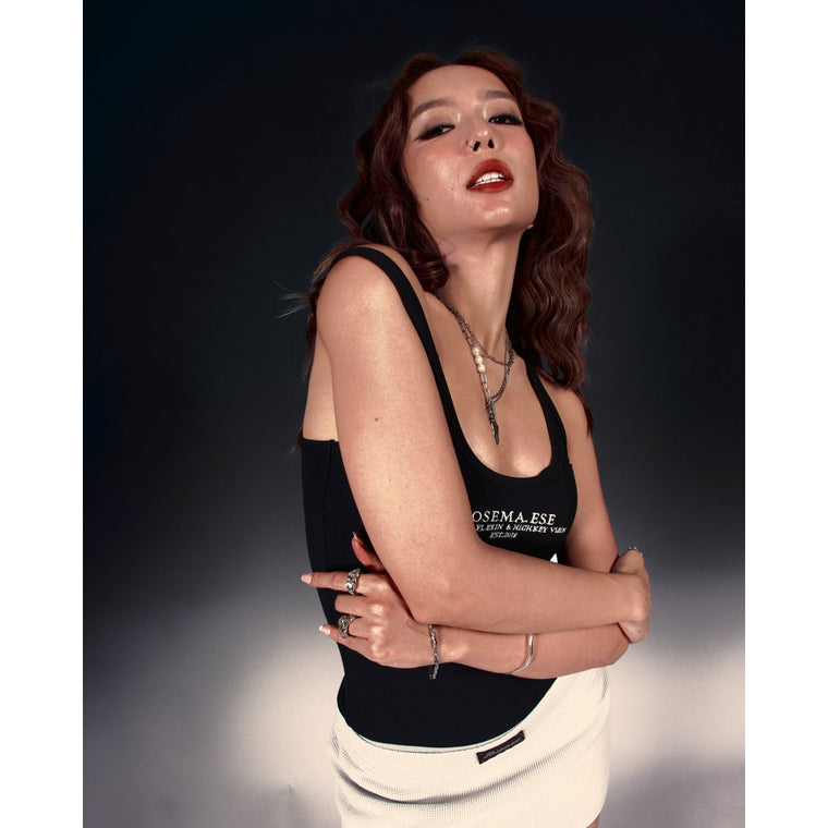 ROSEMAESE RIBBED LOGO TANK TOP-BLACK