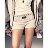 ROSEMAESE RIVET WAFFLE SHORTS-GREY