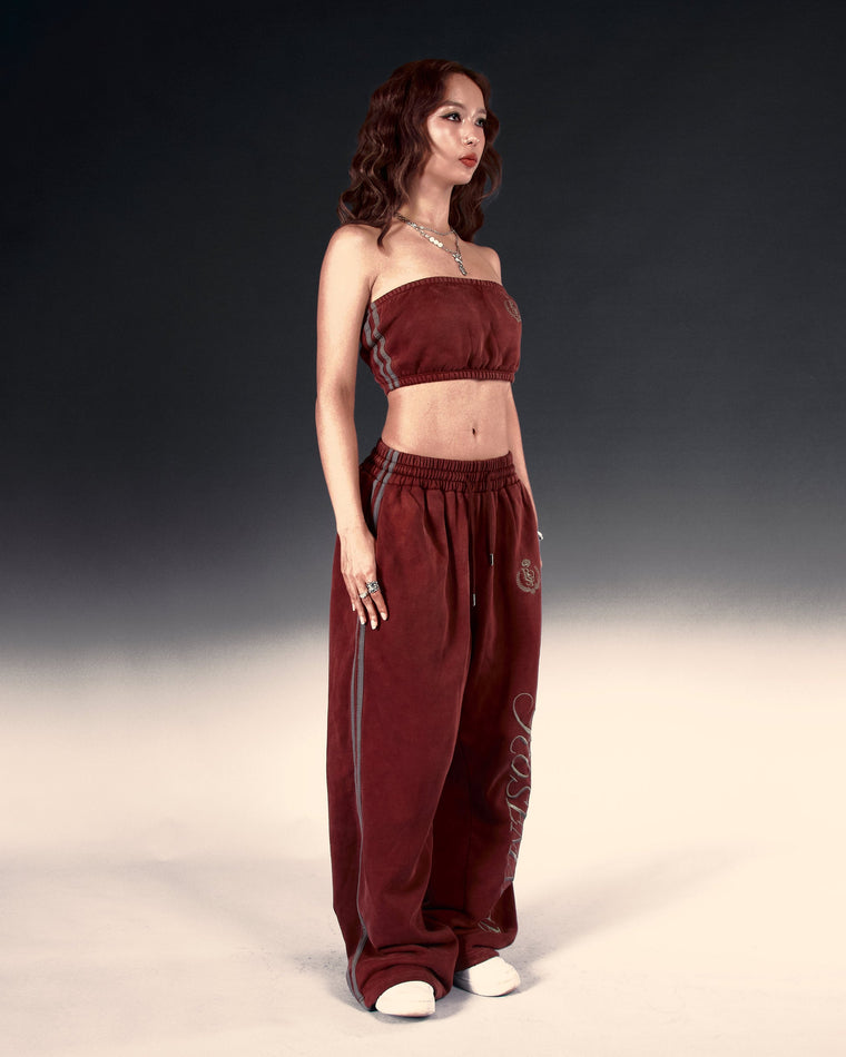 ROSEMAESE ROSE BADGE SWEATPANTS-RED