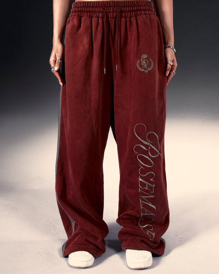 ROSEMAESE ROSE BADGE SWEATPANTS-RED