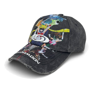 2ND CLOSET “SAILORMOON”WASHED DAMAGED CAP-WASHED BLACK