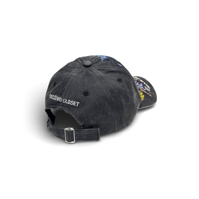 2ND CLOSET “SAILORMOON”WASHED DAMAGED CAP-WASHED BLACK